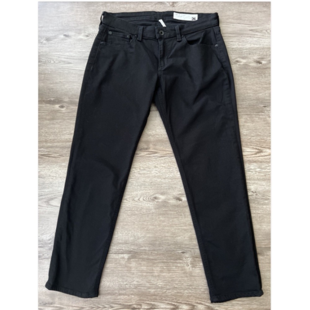 rag & bone The Dre Low-Rise Slim Boyfriend Jeans Womens 26 Washed Black